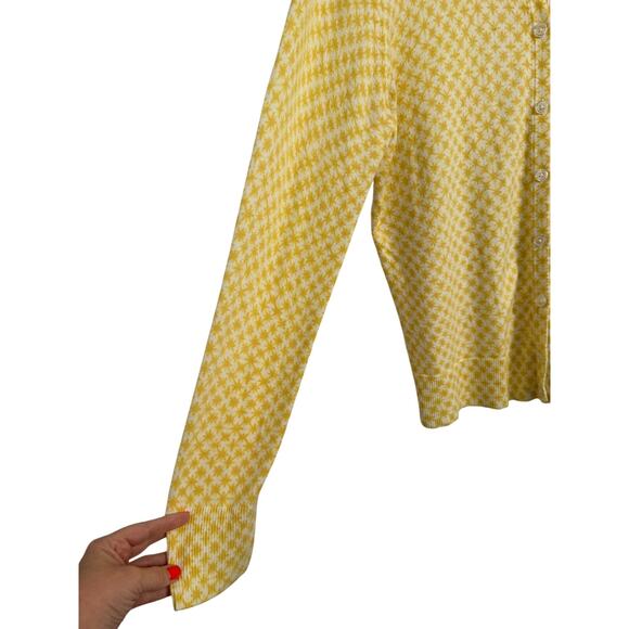 Classic Preppy Women's Plus XXL Button Front Cardigan Yellow Knit Sweater Retro - Picture 3 of 10